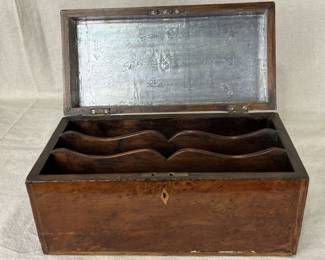 19th Century Burl Wood Letter Box (Open)
