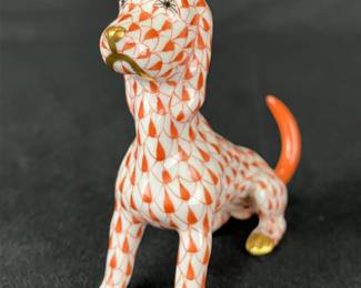Herend Hungarian Hand-Painted Porcelain Dog Figurine