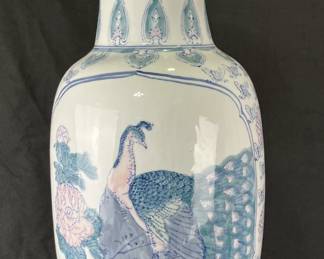Peacock Motif Porcelain Vase