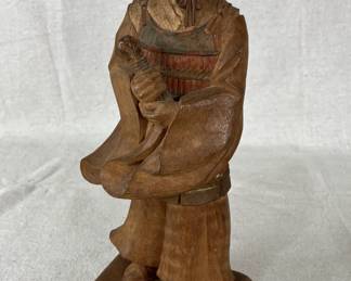 Japanese Polychrome Carved Wood Figure