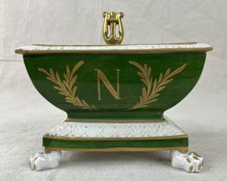French Nevers Painted Porcelain Napoleon Inkwell