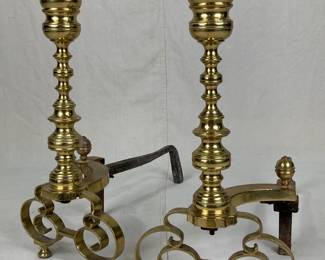 High-Quality Federal Style Brass Andirons