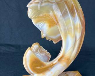 Onyx Stone Madonna and Christ Child Figurine