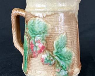 19th Century Majolica Floral Motif Pitcher
