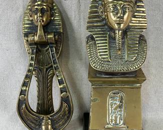 Tutankhamun Brass Bust and Door Knocker