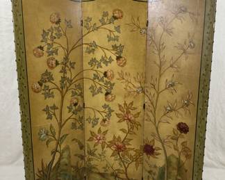 Continental Hand Painted Three Panel Screen