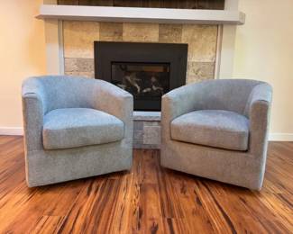 31 PairofLightGraySwivelBarrelChairs
