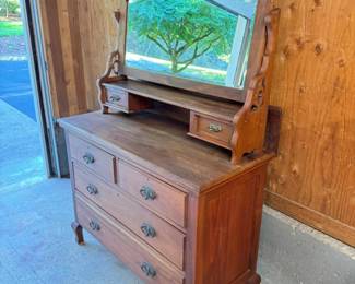 7 VintageWoodenDresserwSwivelMirrorGloveBoxes