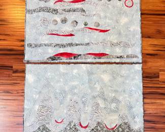 30 Setof2AbstractWallHangingsFreeMotionQuilting