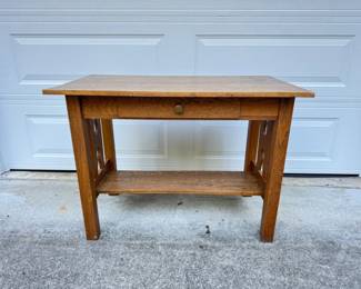 10 MissionStyleWoodenDeskwDrawerLowerShelf