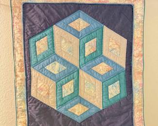 9 HandmadeGeometricQuiltWallHangingwPocket
