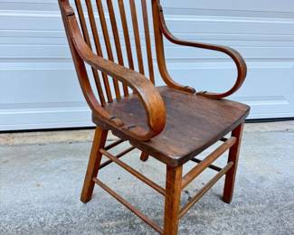 18 WoodenArmchairwCurvedArmsSlatBack