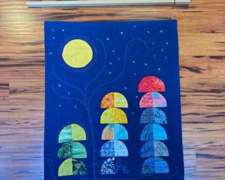 42 WallHangingFlannelBatikQuiltwMoonRainbowDesign