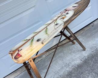 41 ArtistSignedVintageHandPaintedWoodenIroningBoard
