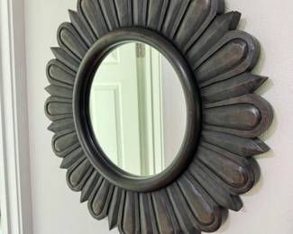 57 RoundSunburstMirrorwDarkWoodFinish
