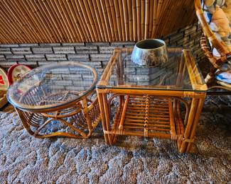 Vintage Rattan end tables. Excellent condition!!