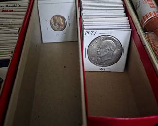 Eisenhower Dollars and buffalo Nickles. 