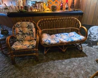 Vintage Rattan loveseat and chair. Excellent condition!!
