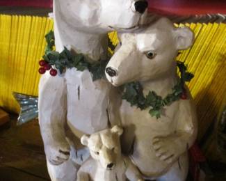 Hand Carved Wood Christmas Bears