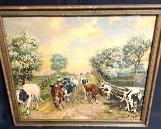 RARE R ATKINSON FOX HOMEWARD BOUND COW STEER PRINT