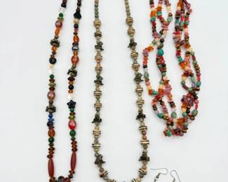 214 MixedBeadedNecklaceswFrogCharmsGlassPendantEarrings