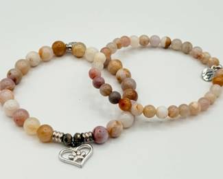 31 TJazelleSunsetQuartzBeadedBraceletswSterlingHeartCharm