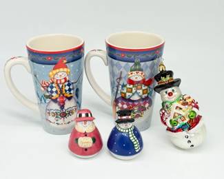 139 SnowmanMugsOrnamentSaltPepperShakers