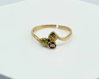 10 10KBlackHillsGoldRoseGreenDiamondRing119g