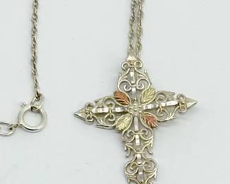 26 ColemanCoBlackHills12KGoldSterlingCrossNecklace