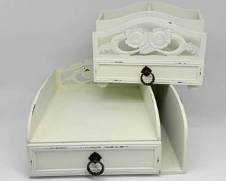 201 WoodenDestressedDeskLetterOrganizerswDrawers