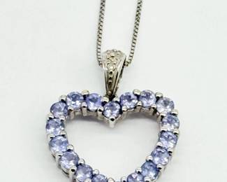 17 14KWhiteGold20BoxChainwOpenHeartShapeTanzanitePendant