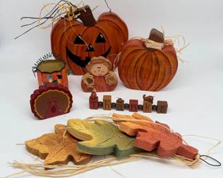 188 PumpkinsLeavesTurkeyThanksFallDecor
