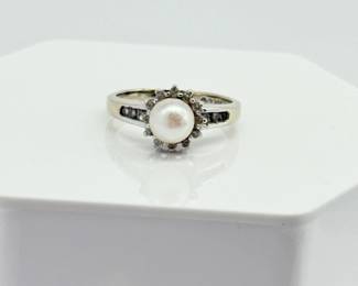 30 10KGoldwPearlDiamondCocktailRing376g