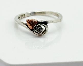 37 12KBlackHillsGoldRoseSterlingSilverRing232g
