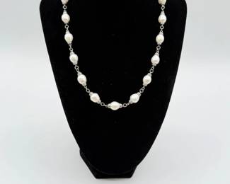 135 SterlingWhiteCulturedPearlNecklaceRingsEarrings