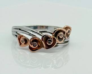 1 14kWhiteGoldwRoseShapedRoseGoldDiamondRing392g
