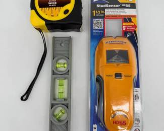 107 33MeasuringTapeZirconStudSensorStanleyTorpedoLevel