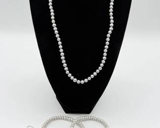 181 SterlingCulturedSilverPearlNecklaceRingsBraceletsEarrings