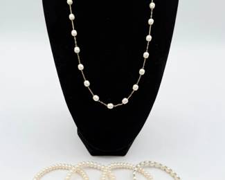 196 CostumeJewelryPearlNecklaceBraceletsEarrings