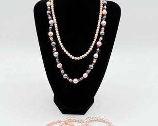24 10KClaspPinkPearlMultiColoredPearlGemstoneNecklaceMore