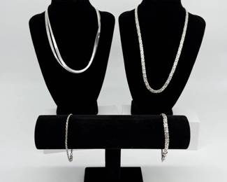 215 SterlingSilverRopeHerringboneByzantineNecklaceBracelets