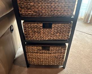 Storage with wicker basket drawers