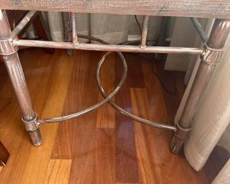Side table with glass top wood frame