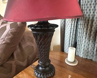 Table lamp with red shade