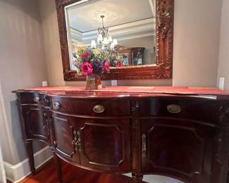 Bernhardt side buffet cabinet; wall mirror