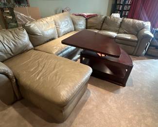 Sectional sofa with recliners sleeper and coffee table