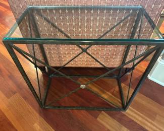 Side table with glass top metal frame