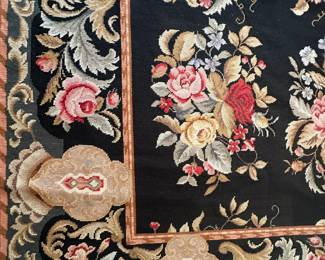 Large vintage needlepoint rug, alternate view.