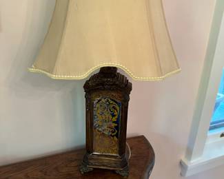 Pair of Horchow hand-painted mirrored lamps.