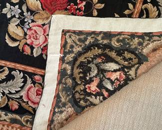 Large vintage needlepoint rug, alternate view.